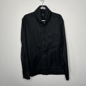 Tommy Hilfiger Jacket Mens Large Black Embroidered Crest Outdoor Full Zip